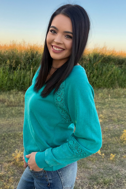 COWGIRL CHIC TOP - TURQUOISE