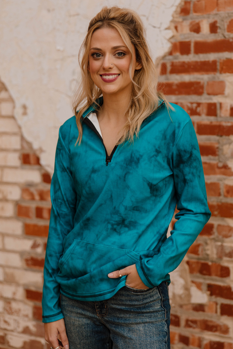 Cowgirl Fade Pullover- Turquoise