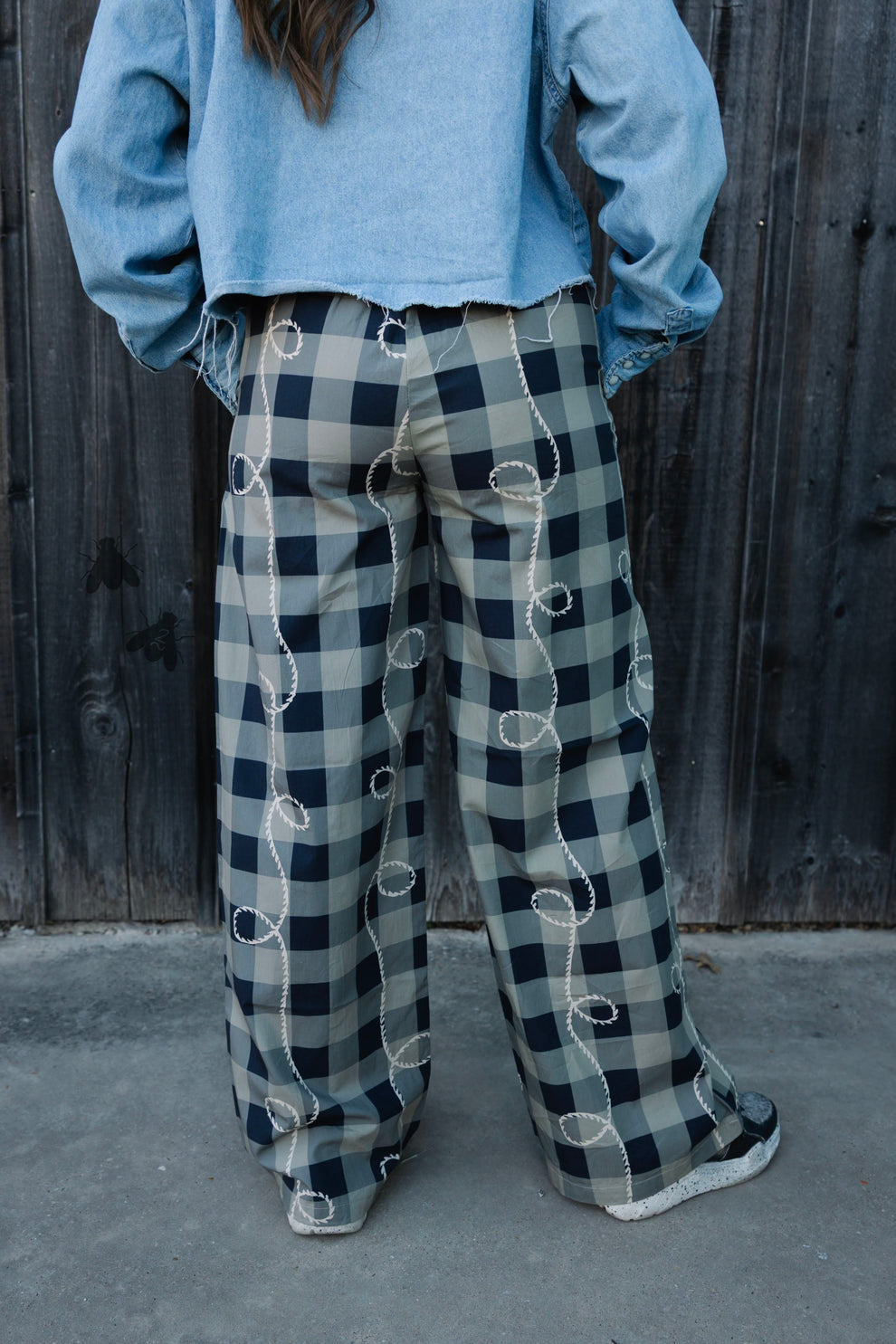 OFF THA TRACK *ROPEY GINGHAM BOXER PANTS