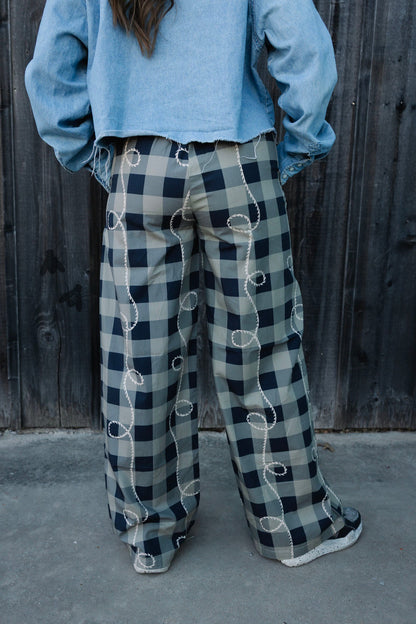 OFF THA TRACK *ROPEY GINGHAM BOXER PANTS