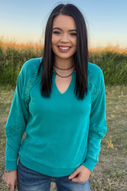 COWGIRL CHIC TOP - TURQUOISE
