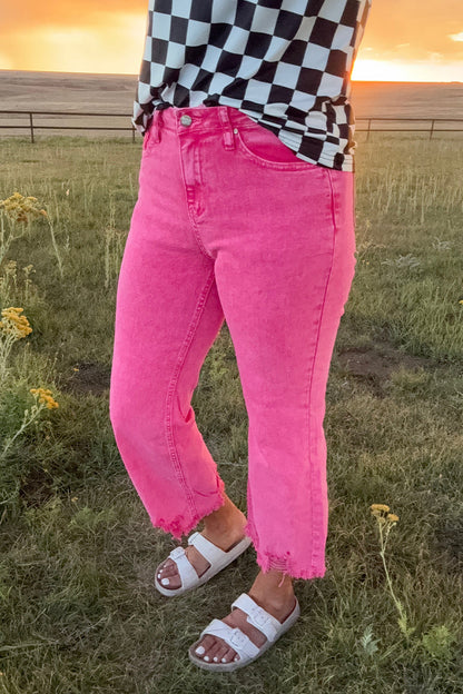 OUTLAW CROP JEANS PINK