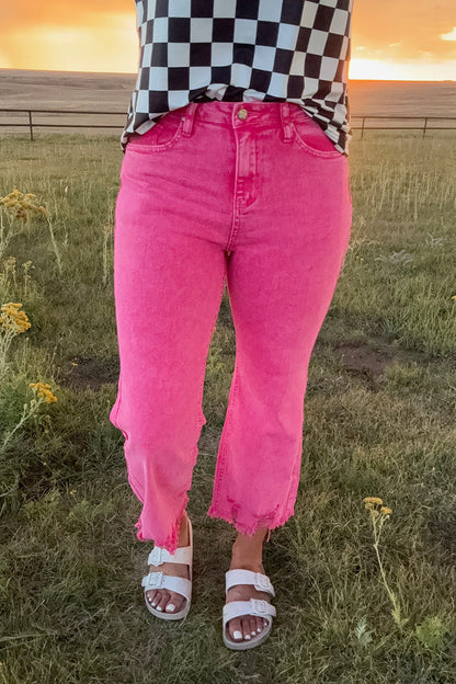 OUTLAW CROP JEANS PINK