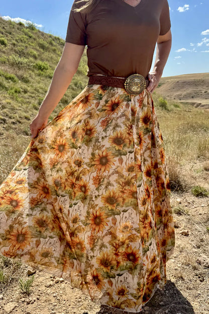 GOLDEN SUNFLOWER MAXI SKIRT