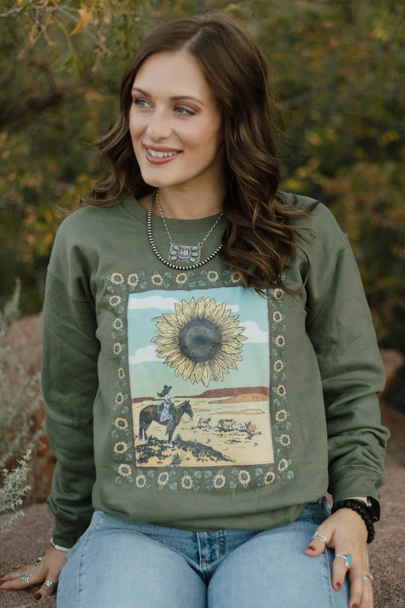 SUNFLOWERS IN THE DRAW PULLOVER