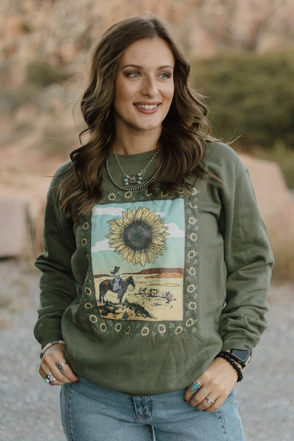 SUNFLOWERS IN THE DRAW PULLOVER